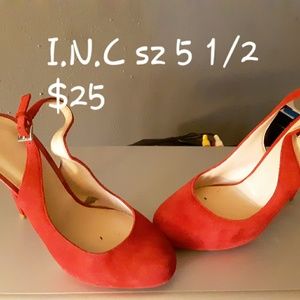 Size 5and a half red heels that strap in the back